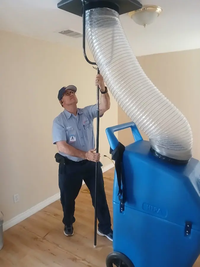Mini Split Installation technician using HEPA equipment in Redding